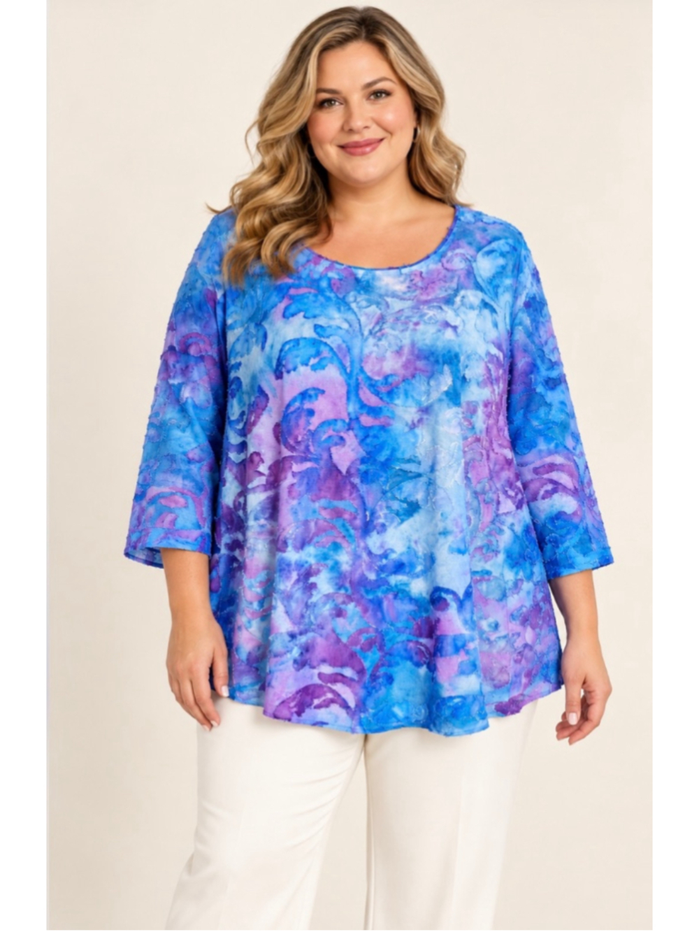 Women's Allison Daley Blouse 3X Blue Purple Plus Size NWT